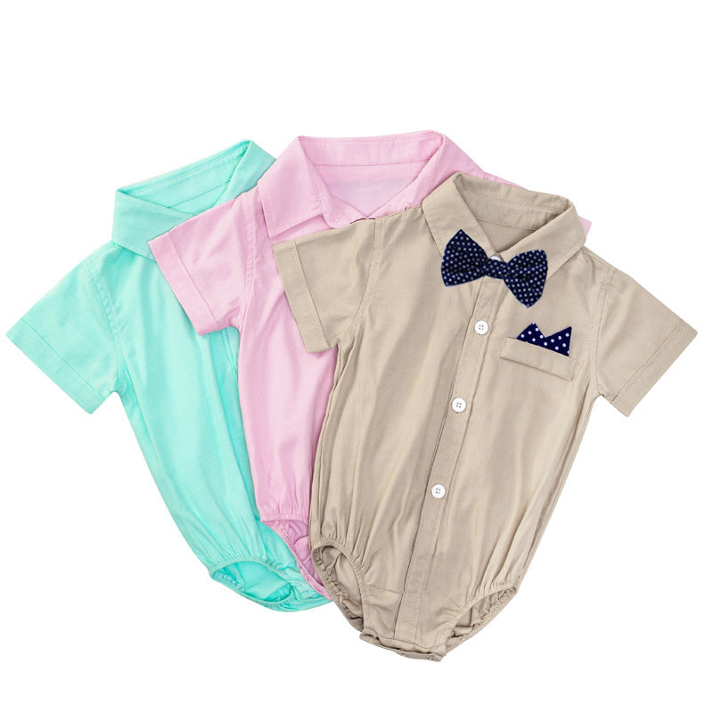 Short-sleeved Bow Tie Romper Born Triangle Jumpsuit Ha Jumpsuit, Climbing Suit