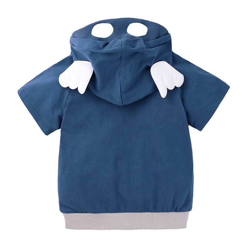 Children's Clothing Summer Cartoon Hooded Mask Short Sleeve Children's T-shirt