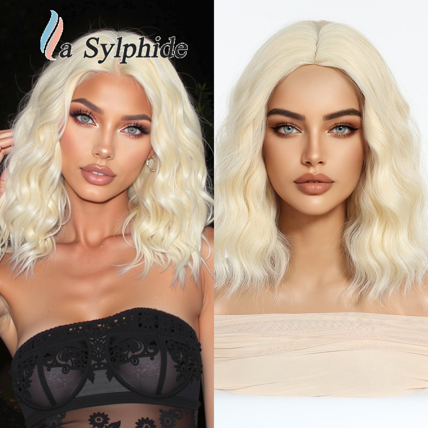 Golden Korean Egg Roll Full Top Wig Short Curly Hair