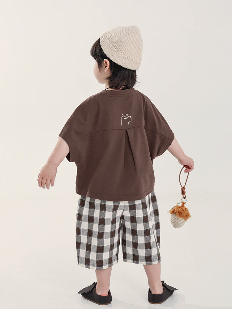 Children's Clothing Boy's Short-sleeved Summer Batwing Sleeve Top Children's T-shirt