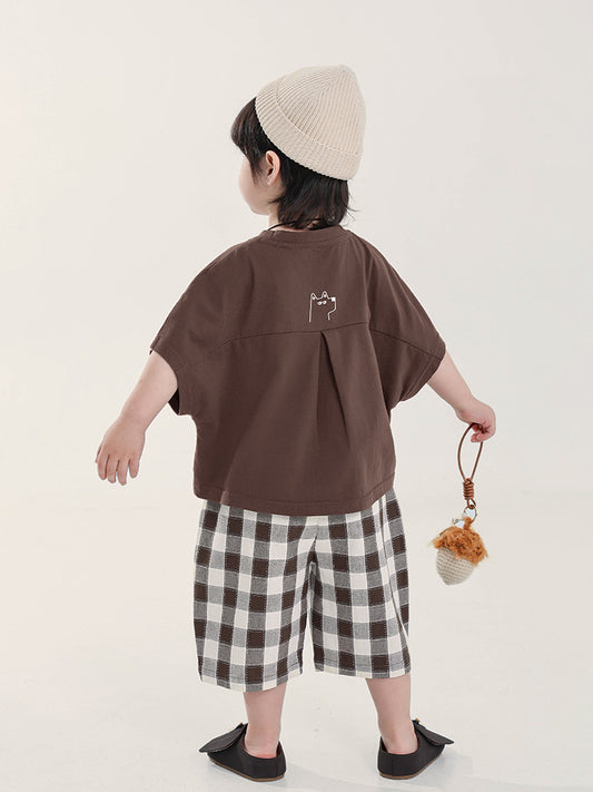 Children's Clothing Boy's Short-sleeved Summer Batwing Sleeve Top Children's T-shirt
