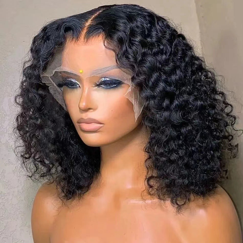 Lace Medium African Small Volume Afro Wig Short Curly Hair