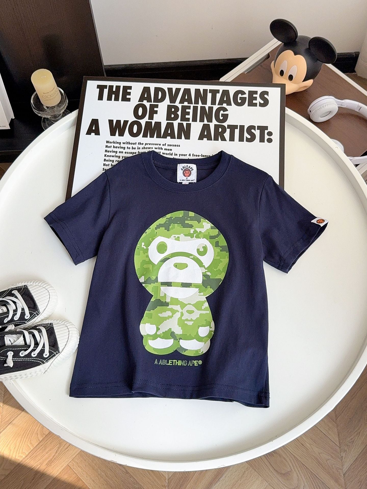 Children's Cotton Short-sleeved Fashion Loose Round Neck Print Korean Style Fashionable Children's T-shirt