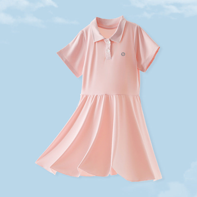 Children's Summer Collar Short-sleeved Tennis Skirt Outdoor Sun Children's Dress