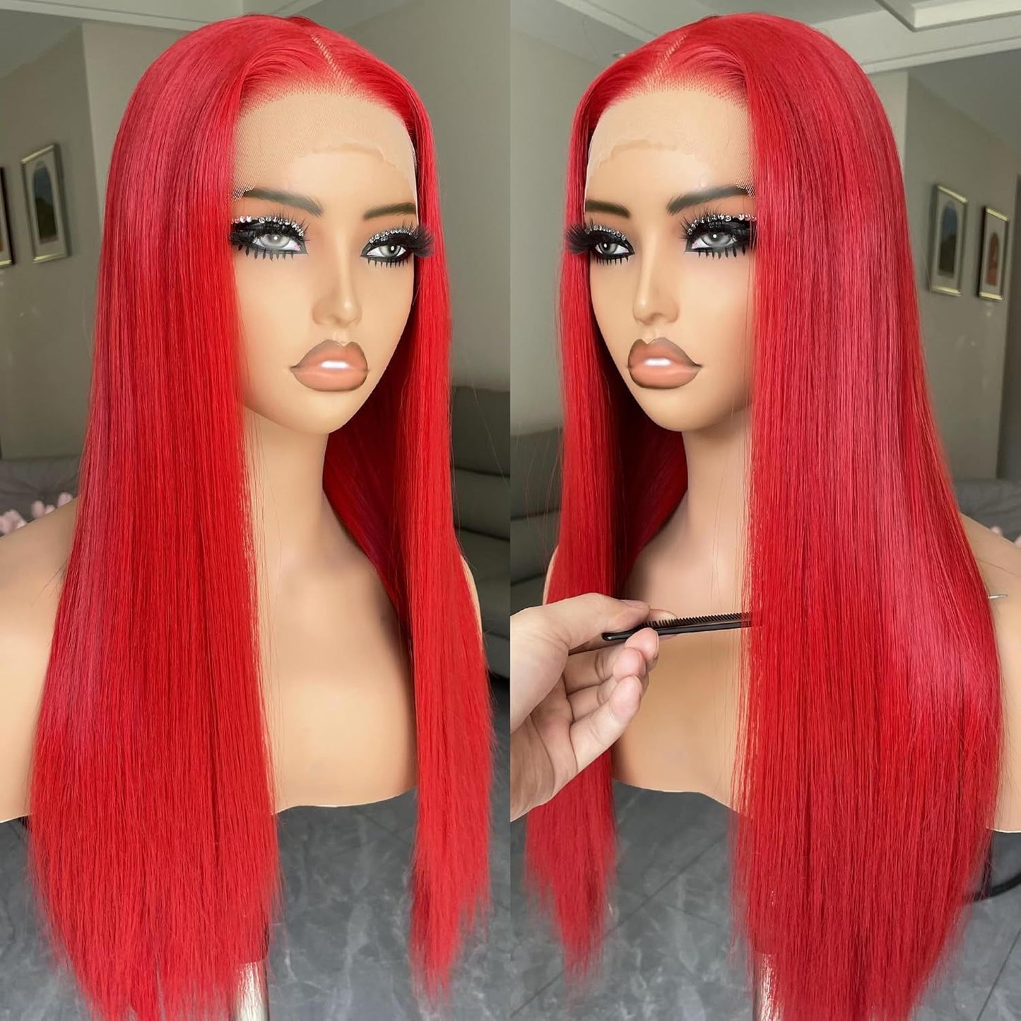 Women's Lace African High Temperature Chemical Fiber Long Straight Wig