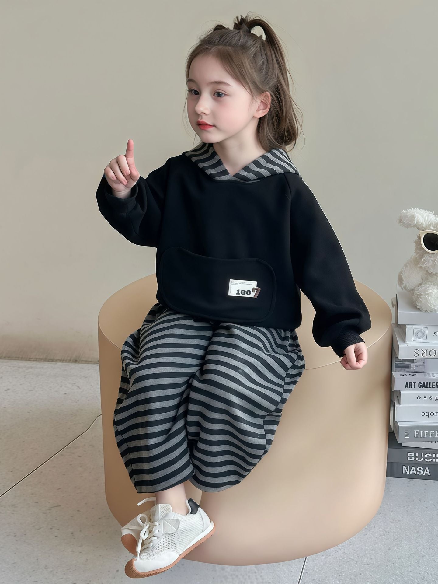 Children's Models Sweatshirt Striped Hoodie Sports Casual Children's Suit