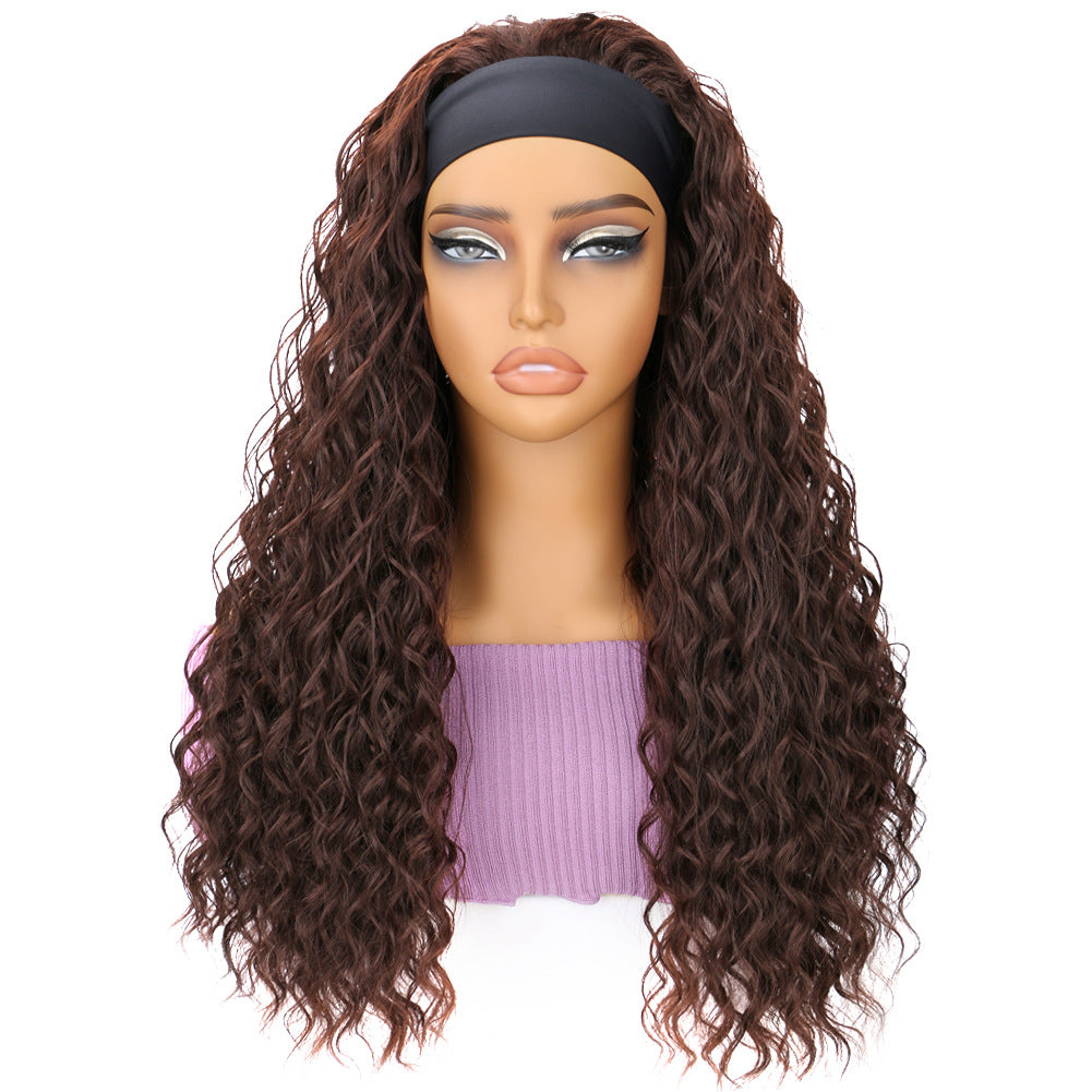 Women's Headscarf African Fashion Hand Wrapped Small Wig Long Curls