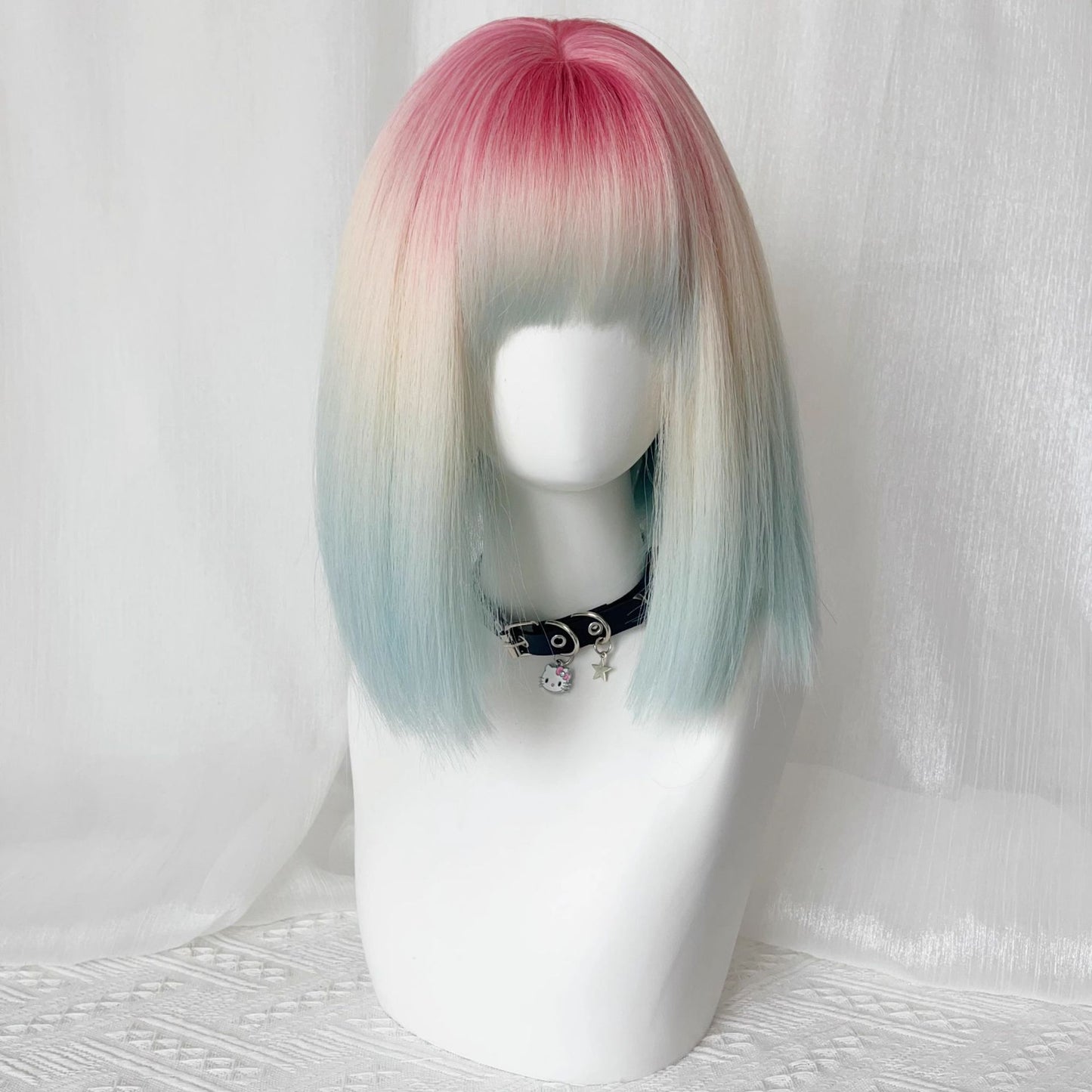 Long Curly Hair Rainbow Gradient Natural Simulation Big Wave Atmosphere Cos Wig