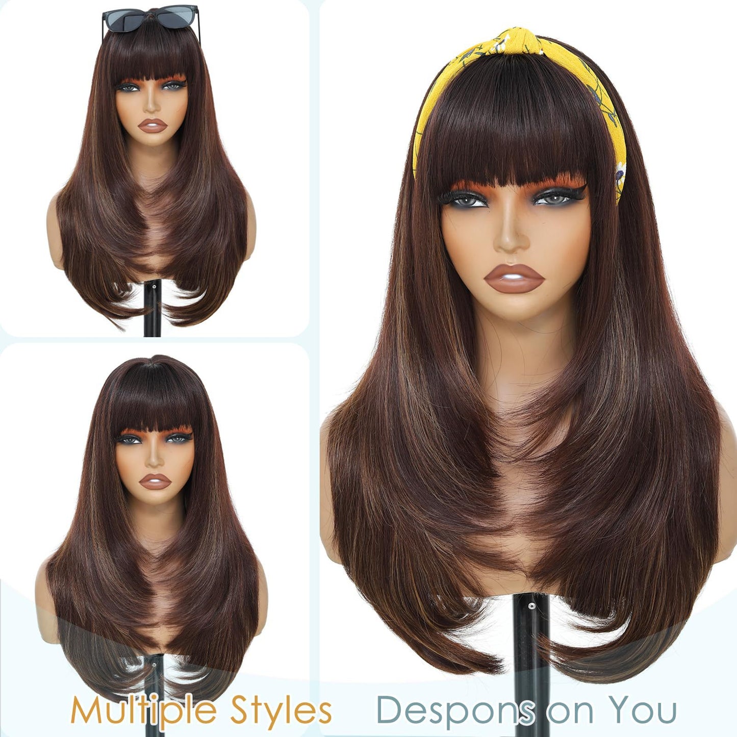 Women's Hair Layered Fiber Synthetic Wigs Long Straight Wig