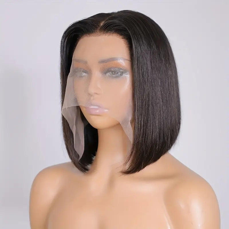 Front Lace Black Head Fiber Mid-length Inner Wig Short Straight Hair