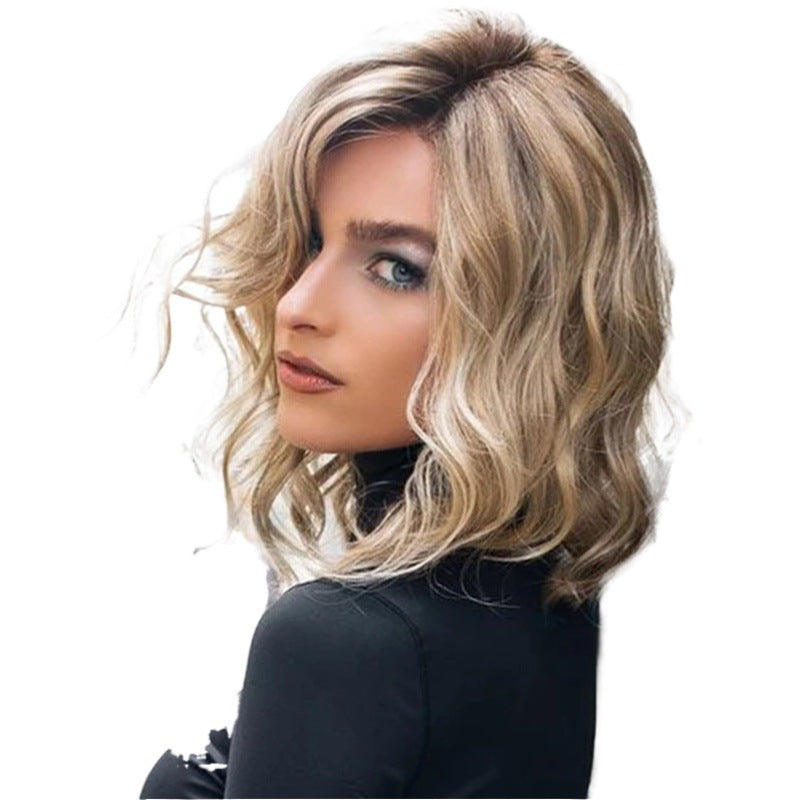 Women's Gradient Fluffy Bangs Long Piece Face Wig Short Curly Hair