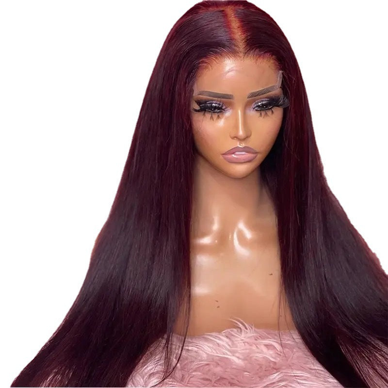 Women's Black Front Lace Sheath African Hair Long Straight Wig