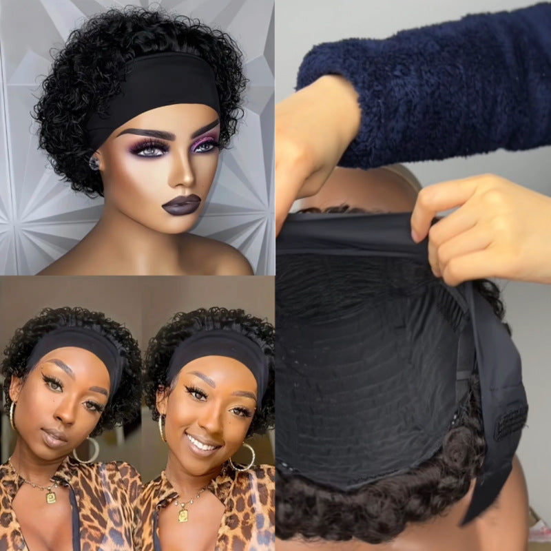 Women's Ice Silk Human Elf Short Lace Real Hair Wig