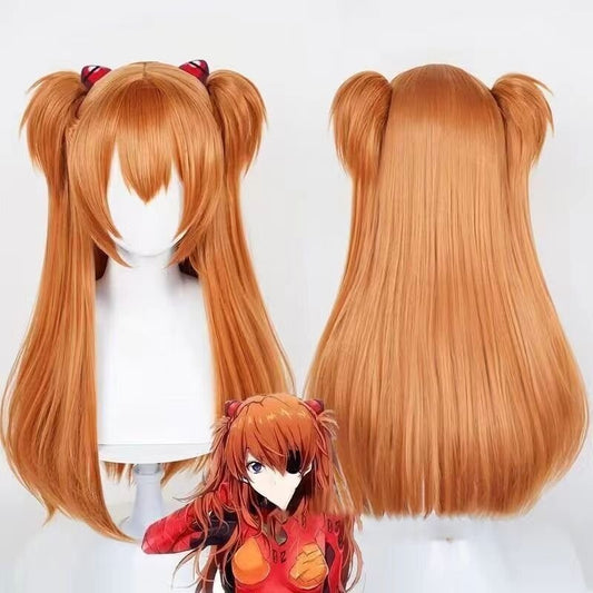 Neon Genesis Evangelion Orange Double Ponytail Jaws Cos Wig