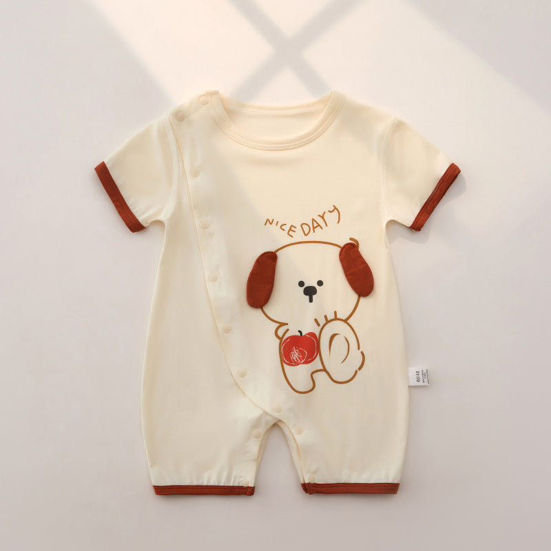 Modal Short-sleeved Jumpsuit Summer Boneless Sewing Born Male Female Jumpsuit, Climbing Suit