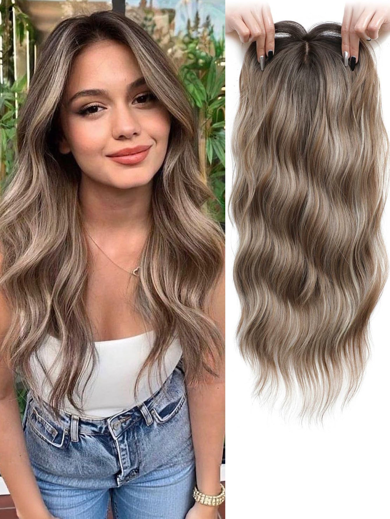 Need To Wear Hair Black Gold Gradient Female Straight Top Wig Long Curls