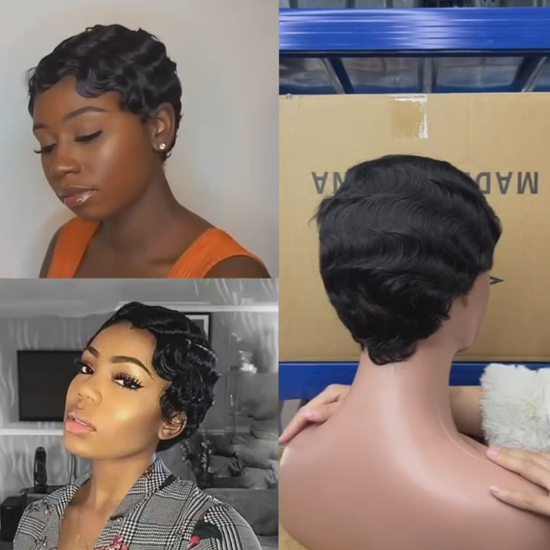 Casual Graceful Female Real Retro Style Wig Short Curly Hair