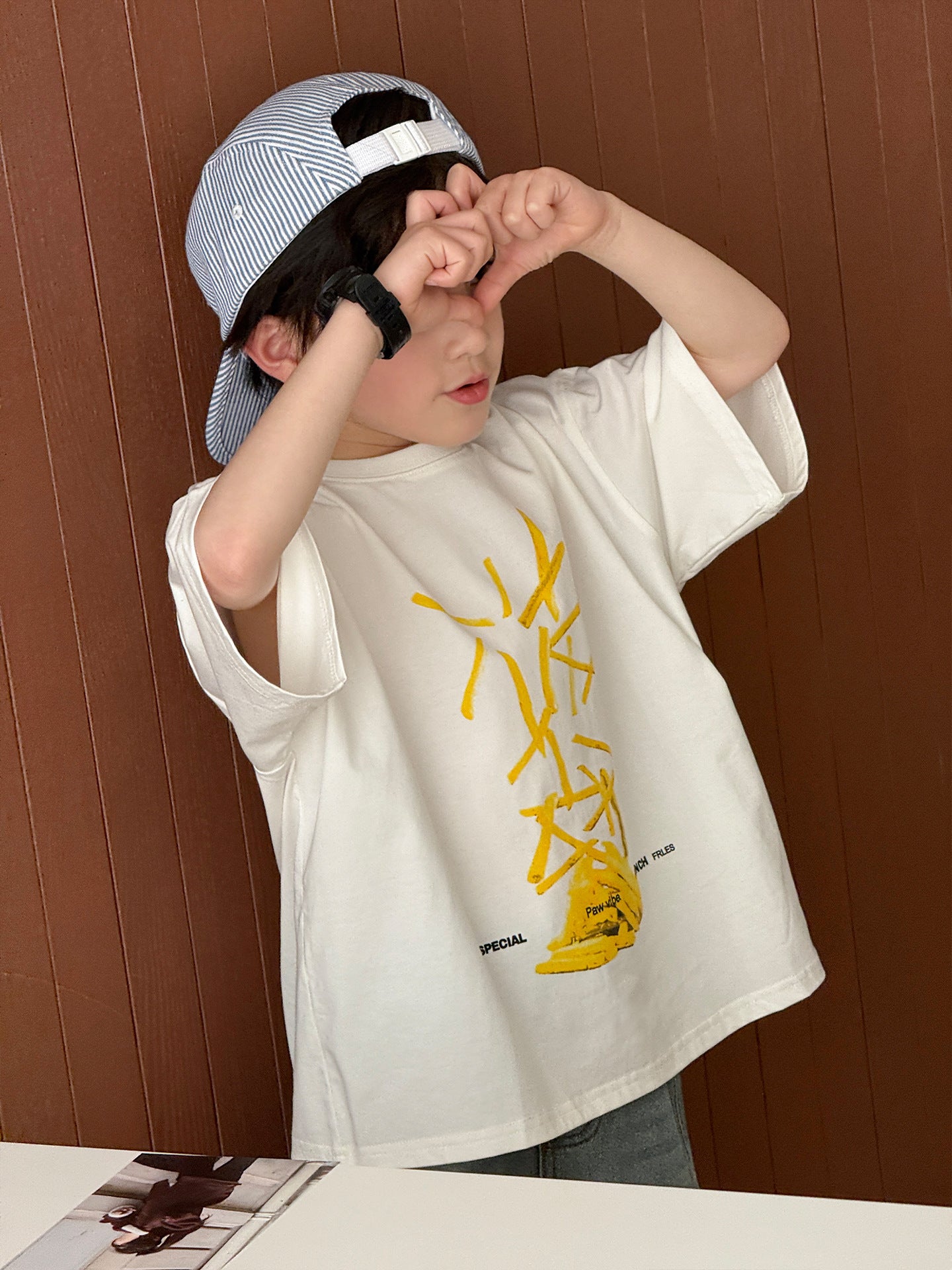 Children's Boys Fun French Fries Printing Casual Children's T-shirt