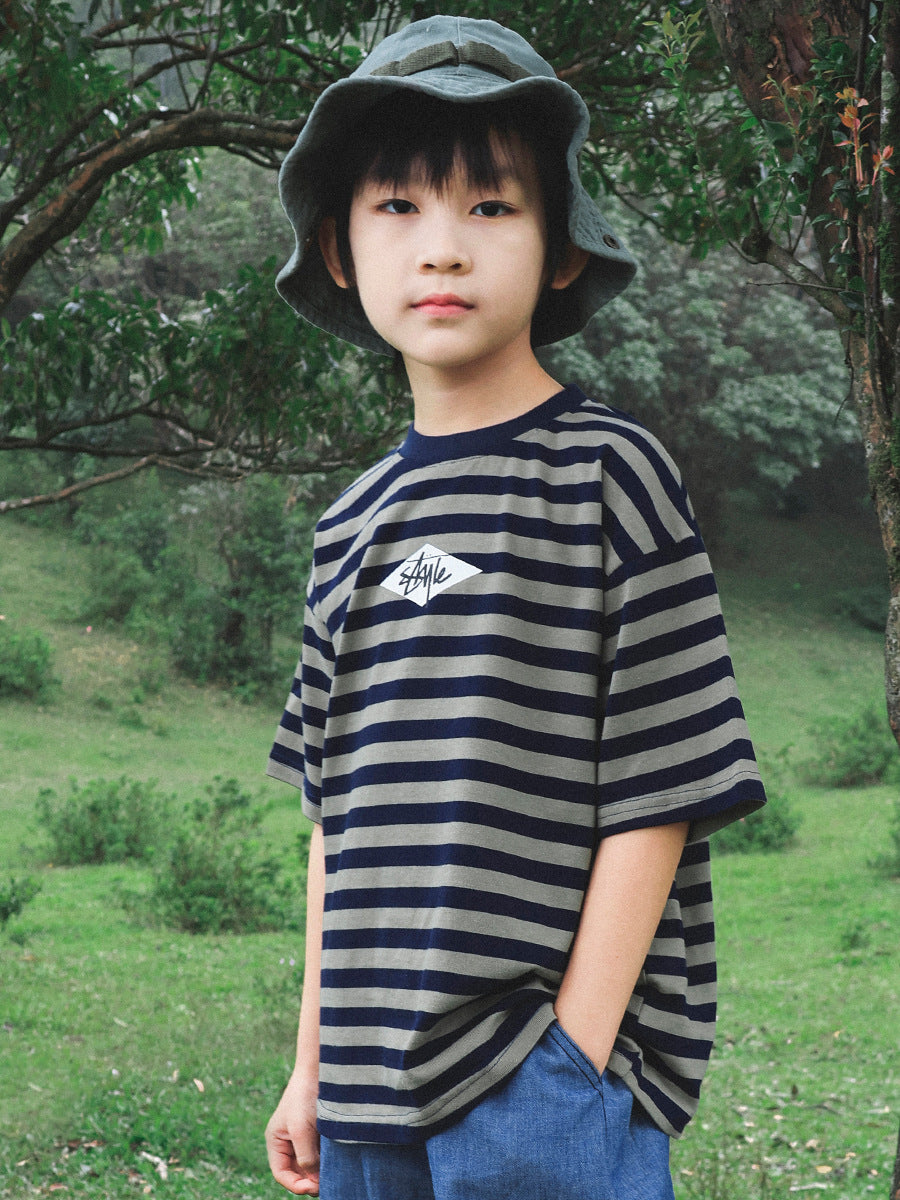 Men's & Children's Short Sleeve Summer Middle Big Casual Comfortable Half Children's T-shirt