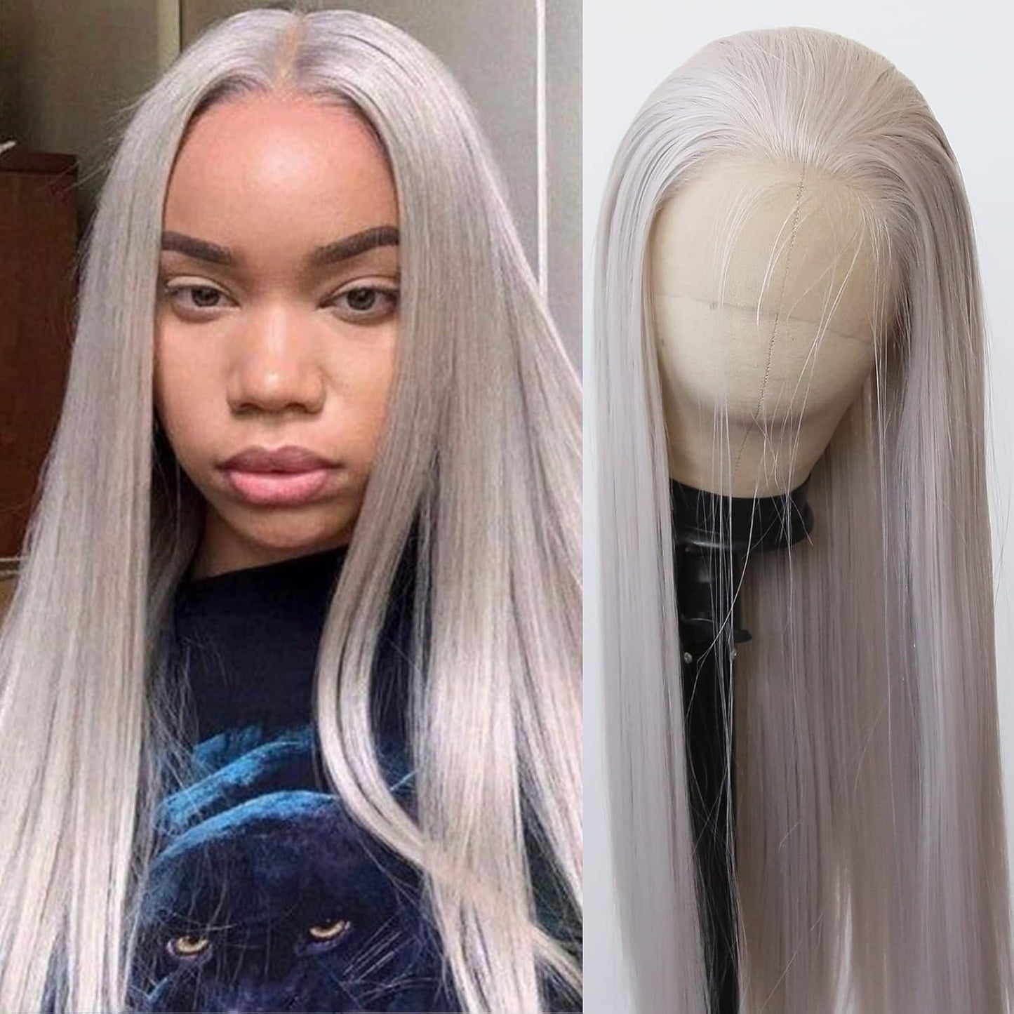 Women's Front Lace Natural Simulation Hair Chemical Long Straight Wig
