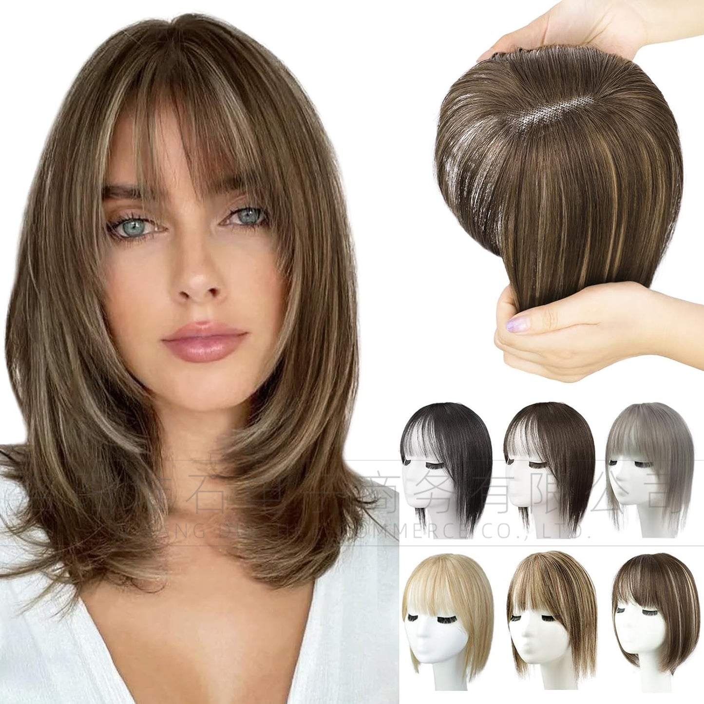Women's Natural Lightweight Breathable Cover Gray Hair Invisible Seamless Fluffy Artificial Wig