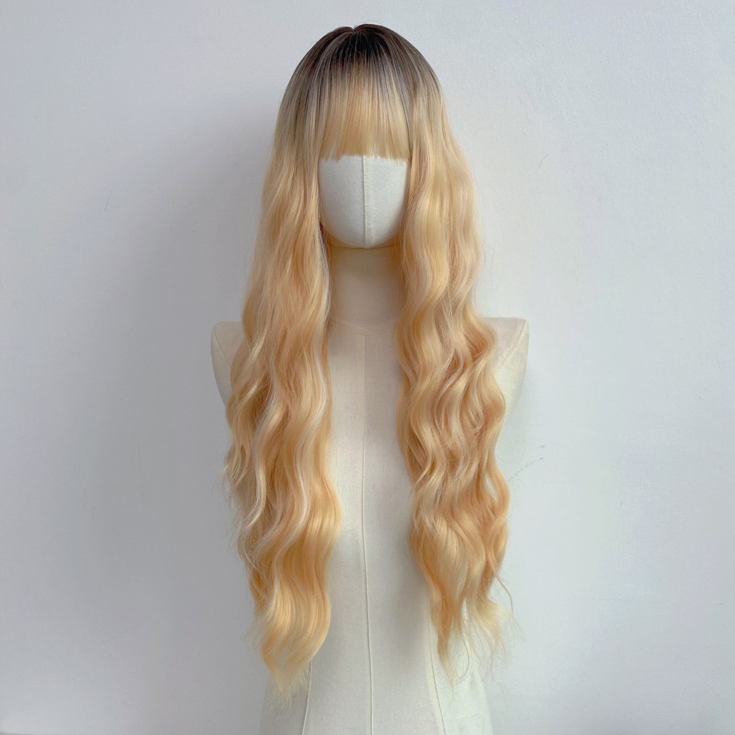 Women's Up Air Bangs Rose Net Matte Wig Long Curls