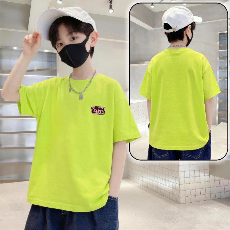 Children's Letter Printed Cotton Short-sleeved Boy Summer Clothing Loose Western Style Children's T-shirt