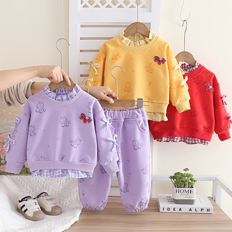 Children's Spring Sweater Fashion Funky Casual Two-piece Children's Suit