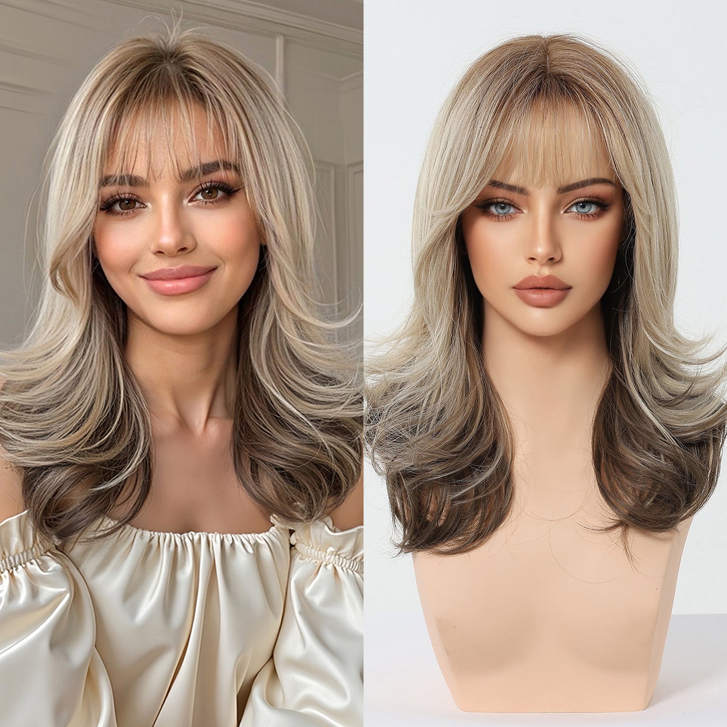 Bangs Curly Hair Atmosphere Idle Style Full Top Wig Long Curls