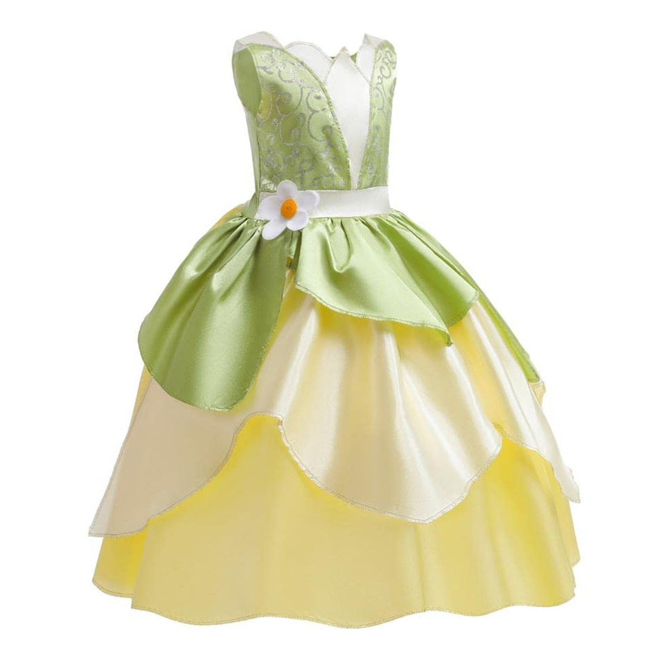 Princess Frog Sleeveless Green Summer Halloween Role Children's Dress
