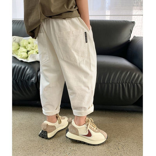 Children's Summer Clothing Thin Trousers Medium Big White Fashionable Cropped Children's Pants