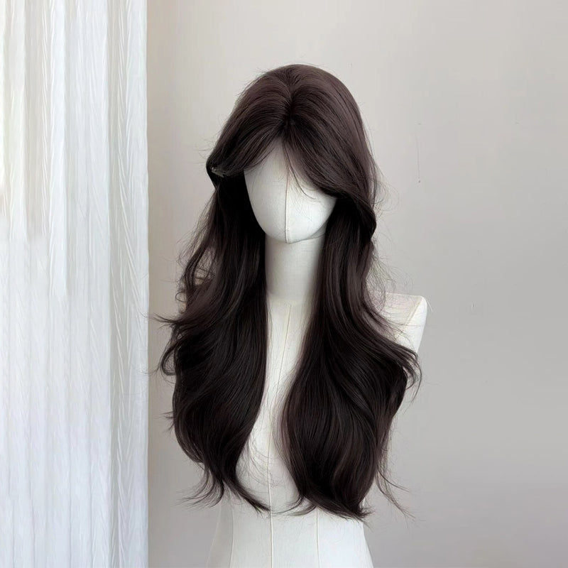 Female Bangs Big Wave Daily Fluffy Lazy Curly Hair Square Wig Long Curls