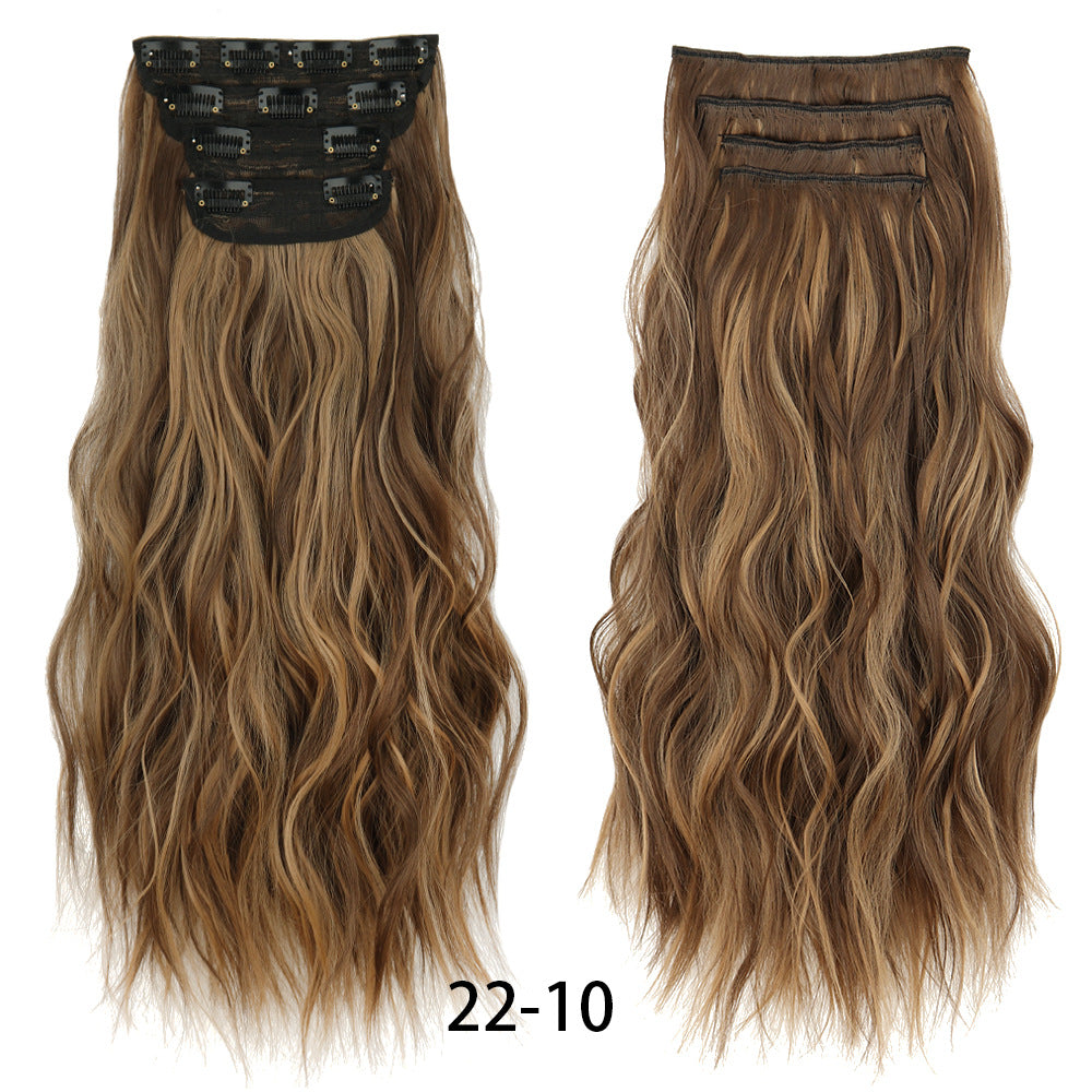 Long Curly Hair Set Hairpiece Clip Big Wave Wig