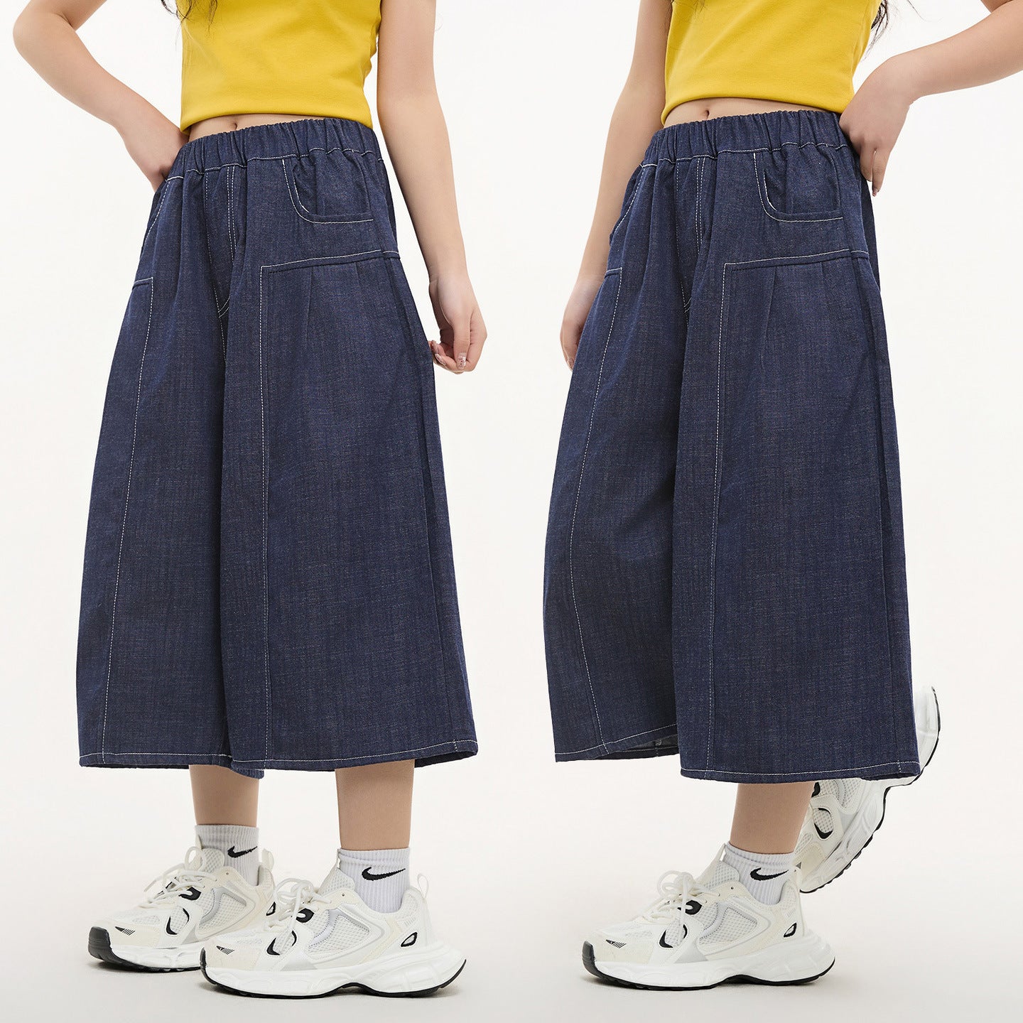 Denim Cropped Summer Clothing Large Size Loose Thin Green Little Children's Pants