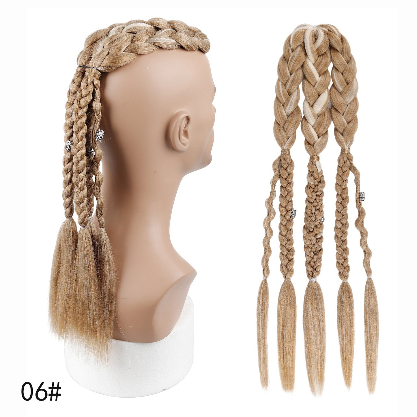Men's Braid Inch Handmade Clip-on Viking Weave Horse Men's Wig