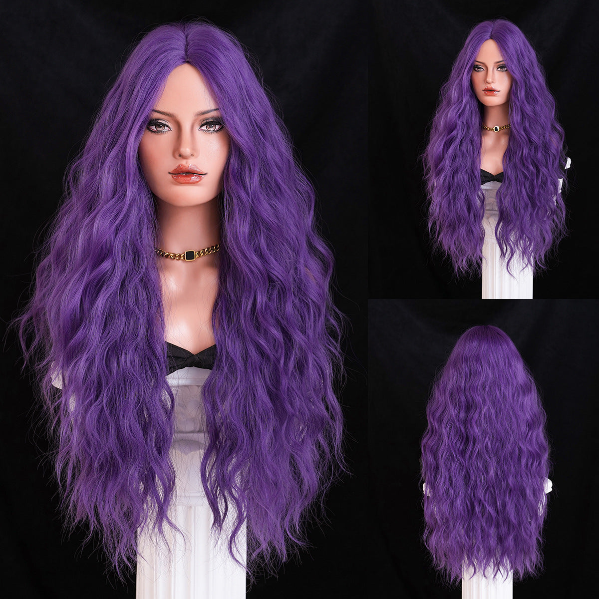 High Quality Sand Golden Small Female Medium Wig Long Curls