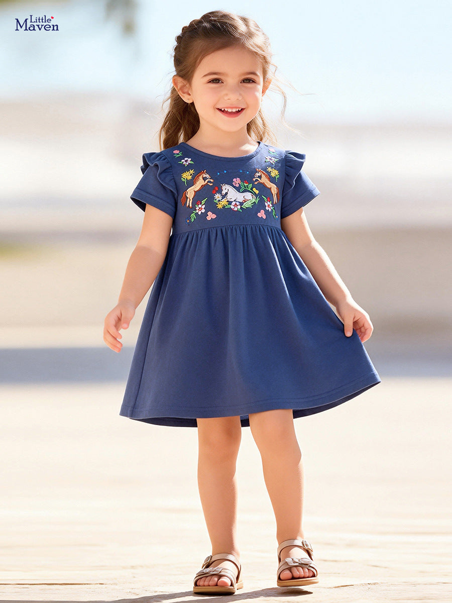 Children's Summer Embroidered Skirt Cute Short Sleeve Children's Dress