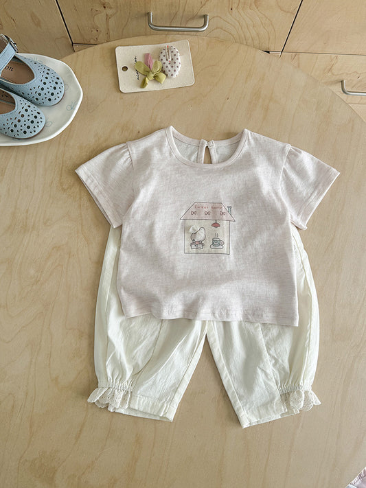 Cotton Thin Summer Cartoon Printed Short-sleeved Infant Outdoor Children's T-shirt