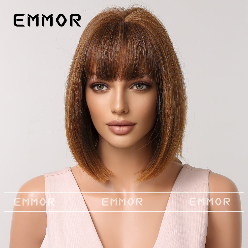 Versatile Women's Fashionable Bangs Orange For Wig Short Straight Hair