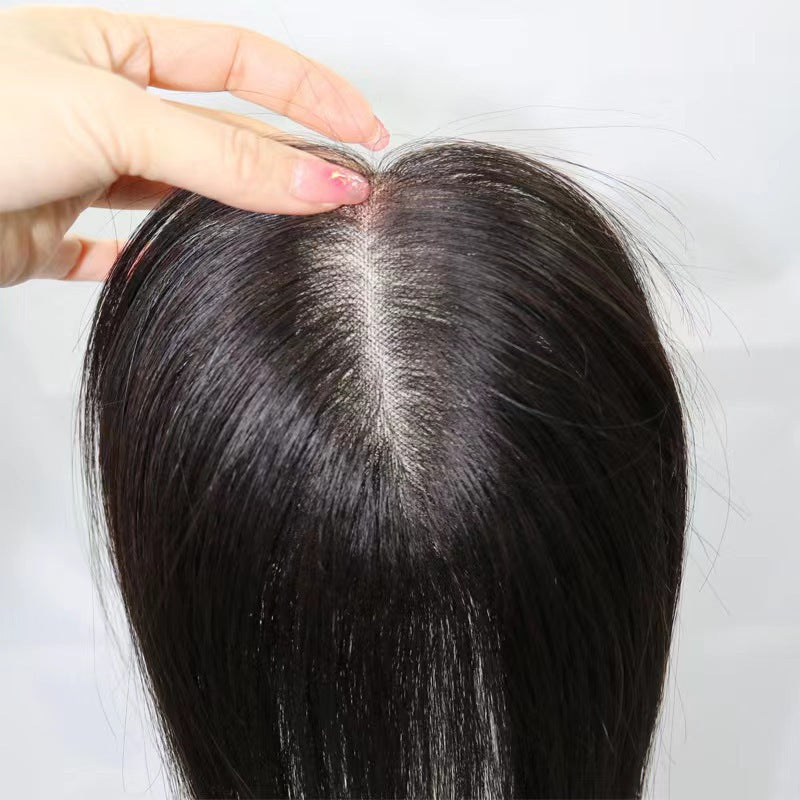 Women's Real Hair Top Set Natural Cover Gray Height Wig