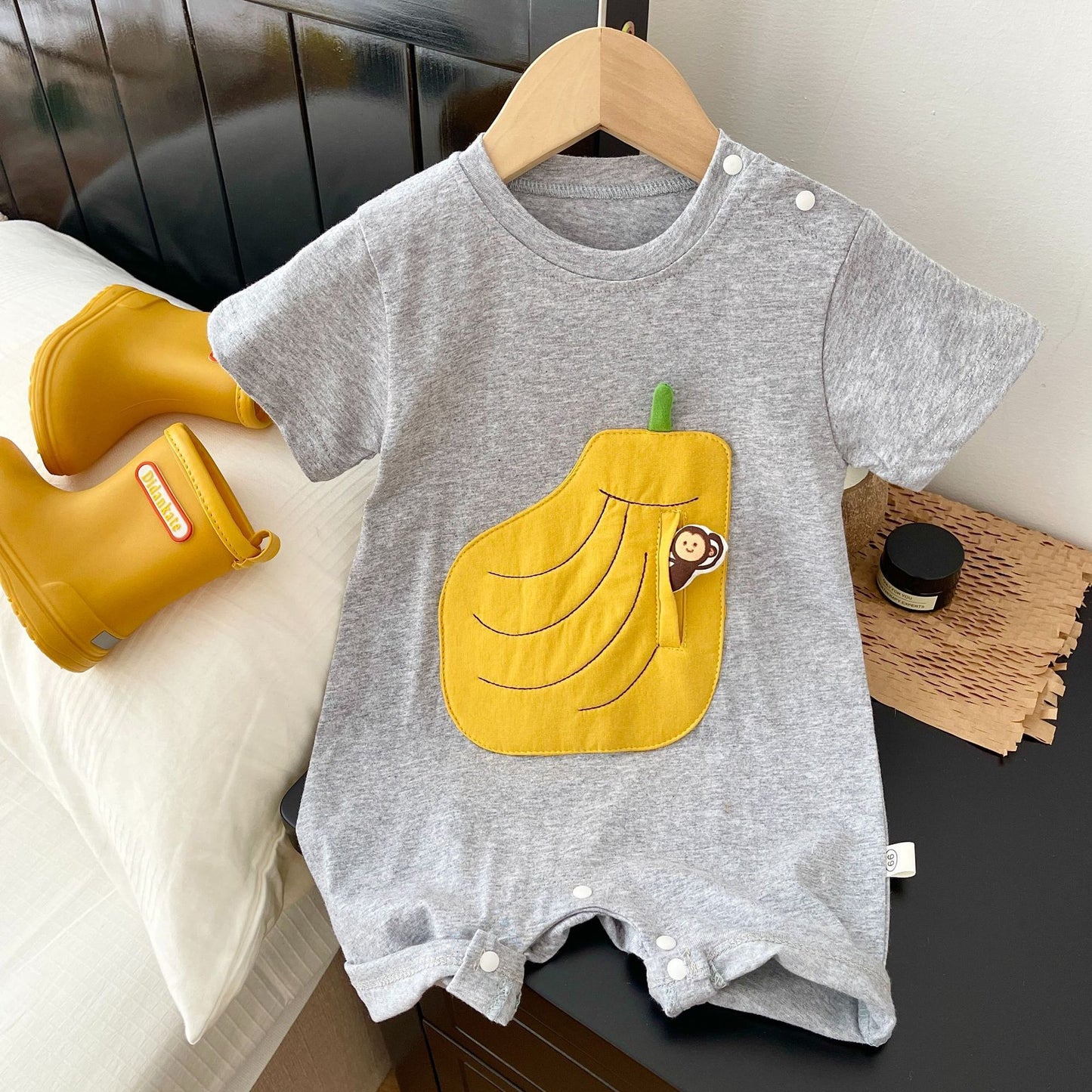 Patch Jumpsuit Summer Boys Korean Style Fruit Clothes For Babies Jumpsuit, Climbing Suit