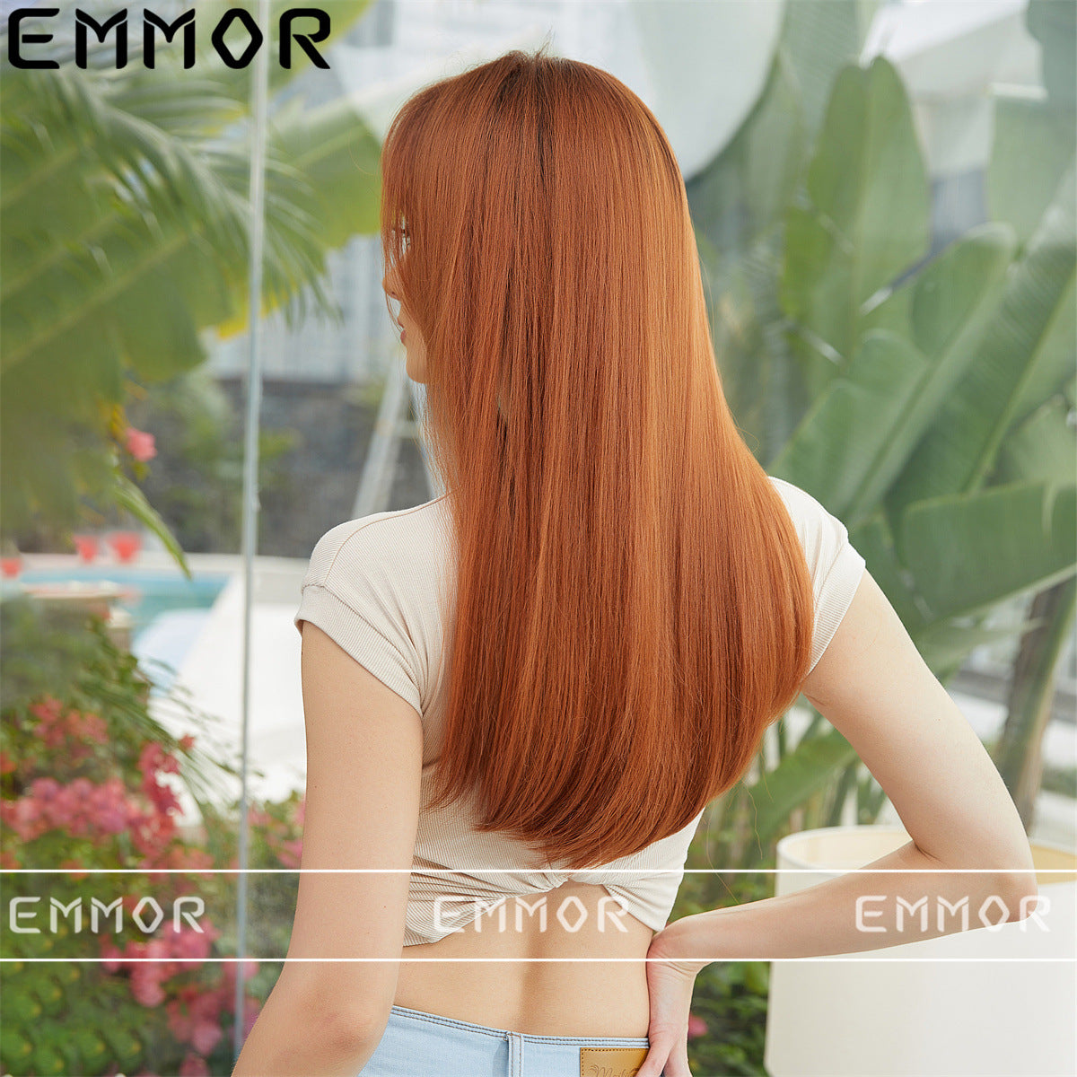 Female Hair Summer Travel White Color Long Straight Wig