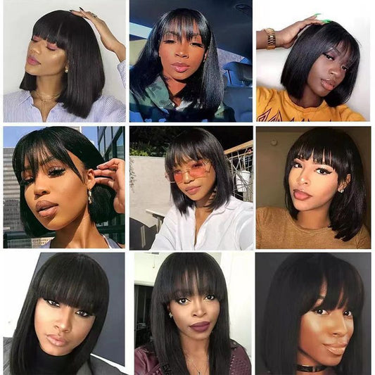Women's Air Bangs Chemical Fiber Mechanism Head Wig Short Straight Hair