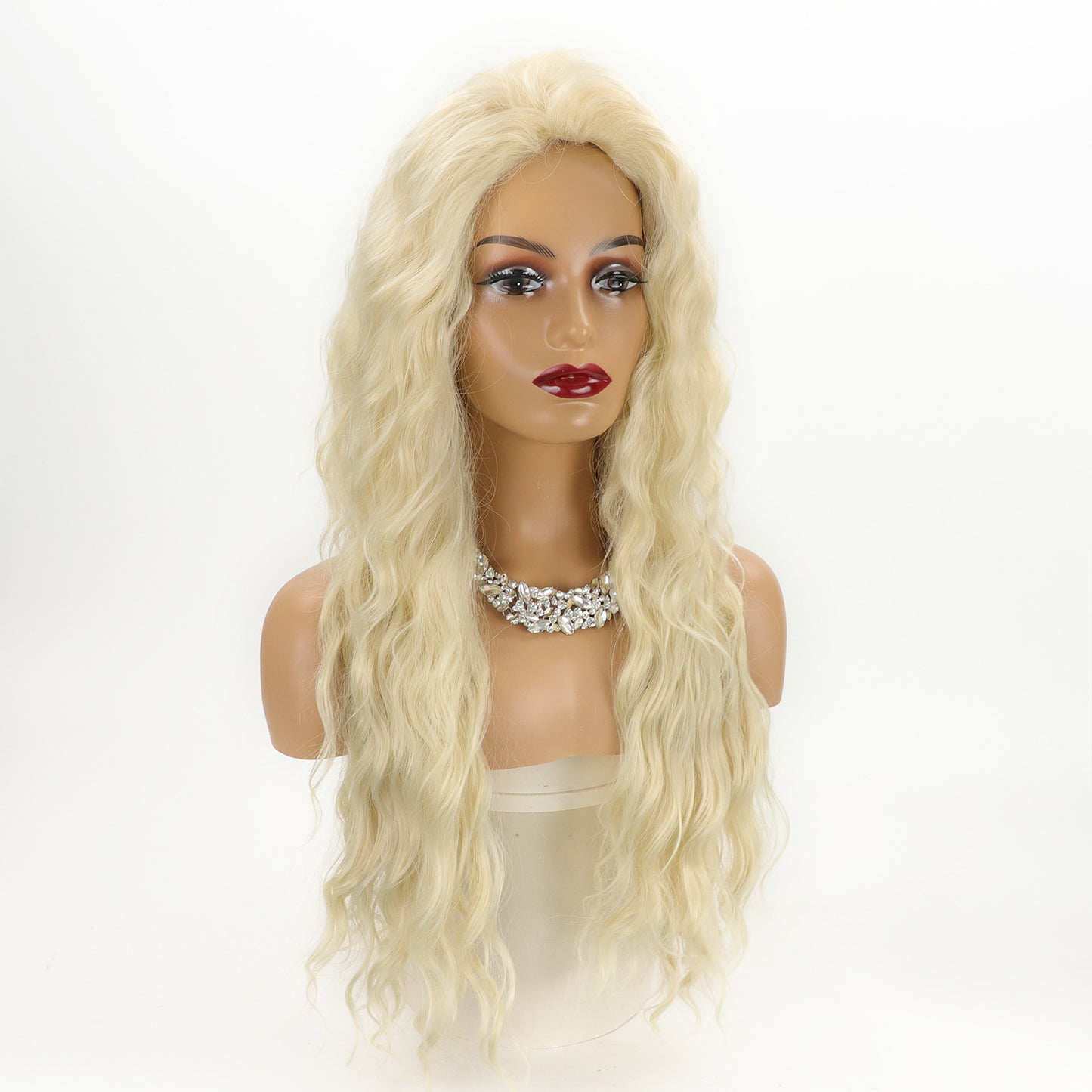 Fashion Female Curly Hair Synthetic Wigs Golden Partial Wig Long Curls