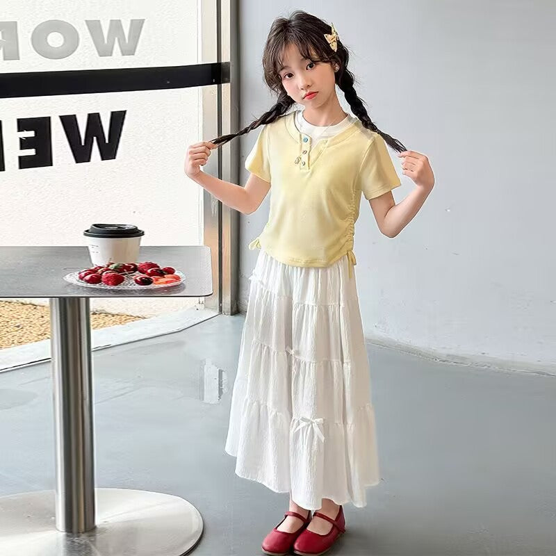 Children's Sleeve Skirt Korean T-shirt Cake Dress Children's Suit
