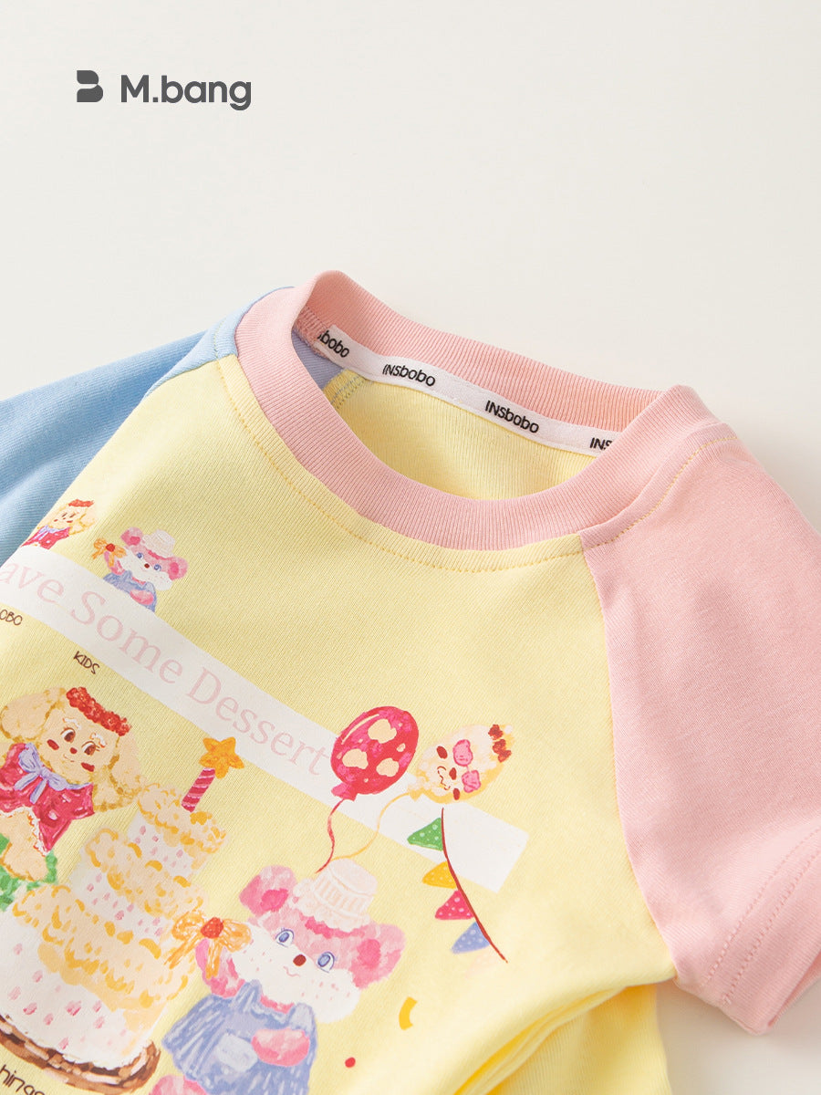 Children's Thin Summer Top Raglan Sleeves Cartoon Children's T-shirt