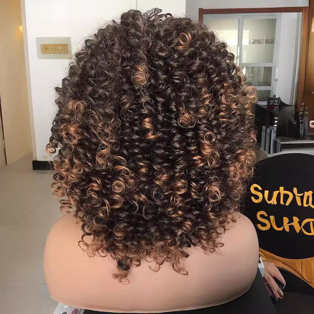 Women's African Small Afro Chemical Fiber Head Wig Short Curly Hair
