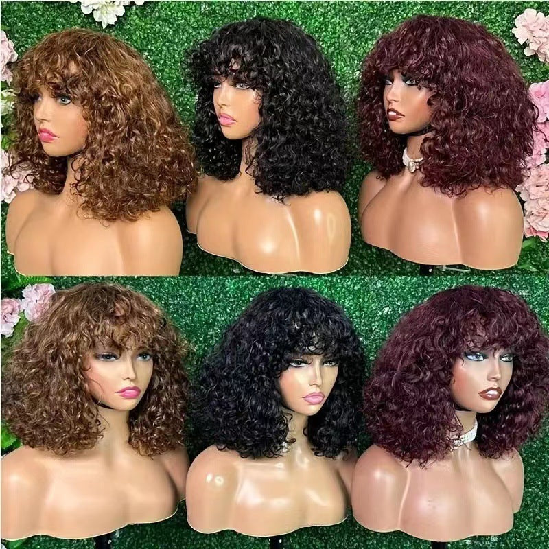Women's Overseas African Small Explosion Headband Bangs Fluffy Wig Short Curly Hair