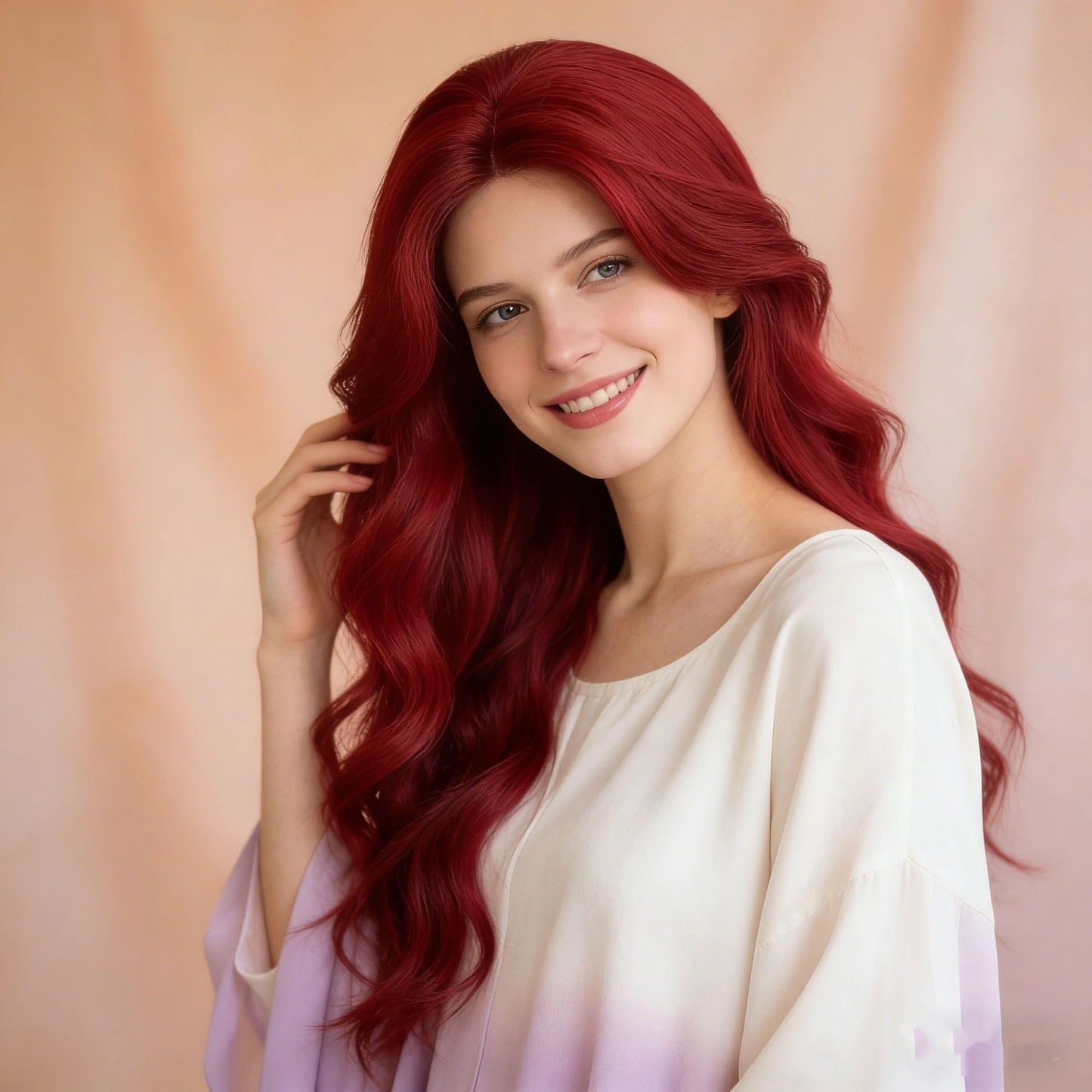 Hair Fluffy Outer Eight Bangs Adult Lady Like Woman Female Wig Long Curls