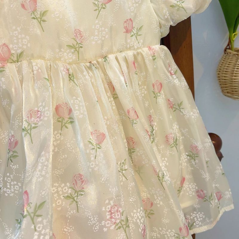 Princess Summer Western Style Floral Skirt Little Bow Children's Dress